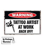 Plaque Métal Tattoo Shop Warning - Le Vintage Illuminé