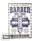 Plaque Métal Barber Shop ESTD 1970 - Le Vintage Illuminé