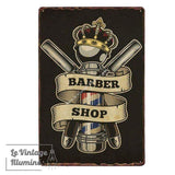 Plaque Métal Barber Shop Crown - Le Vintage Illuminé