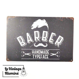 Plaque Métal Barber Shop Handmade - Le Vintage Illuminé