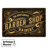 Plaque Métal Barber Shop Gentleman - Le Vintage Illuminé