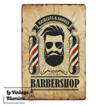 Plaque Métal Barber Shop Men Only - Le Vintage Illuminé