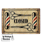 Plaque Métal Barber Shop Closed - Le Vintage Illuminé