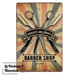 Plaque Métal Barber Shop Tricolore - Le Vintage Illuminé
