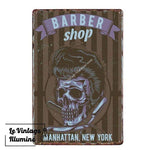 Plaque Métal Barber Shop Manhattan - Le Vintage Illuminé