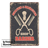 Plaque Métal Barber Shop Scissors - Le Vintage Illuminé