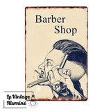 Plaque Métal Barber Shop Smoke - Le Vintage Illuminé