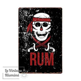 Plaque Métal Vintage Rum Pirate - Le Vintage Illuminé