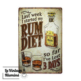Plaque Métal Vintage Rum Diet - Le Vintage Illuminé