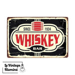 Plaque Métal Vintage Wiskey Bar - Le Vintage Illuminé