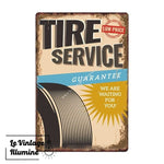 Plaque Métal Vintage Tire Service - Le Vintage Illuminé