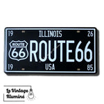Plaque Métal Route 66 Immat Illinois Noire 15x30cm - Le Vintage Illuminé