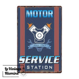 Plaque Métal Vintage Motor Service - Le Vintage Illuminé