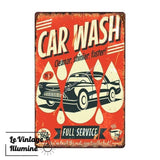 Plaque Métal Vintage Car Wash - Le Vintage Illuminé