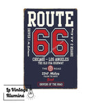 Plaque Métal Vintage Route 66 Chicago-Los Angeles - Le Vintage Illuminé