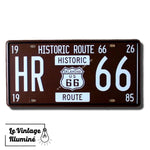 Plaque Métal Route 66 Immat Historic Route 15x30cm - Le Vintage Illuminé
