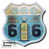 Plaque Métal Route 66 Pompe à Essence 30x30cm - Le Vintage Illuminé