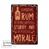 Plaque Métal Vintage Rum Prevents Scurvy - Le Vintage Illuminé