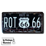 Plaque Métal Route 66 Immat Noire 15x30cm - Le Vintage Illuminé