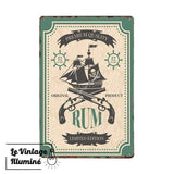 Plaque Métal Vintage Rum Bateau Pirate - Le Vintage Illuminé