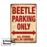 Plaque Métal Vintage Beetle Parking Only - Le Vintage Illuminé
