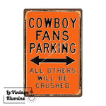 Plaque Métal Vintage Cowboy Fans Parking - Le Vintage Illuminé