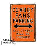 Plaque Métal Vintage Cowboy Fans Parking - Le Vintage Illuminé