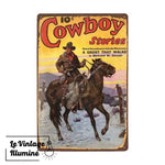 Plaque Métal Cowboy Stories - Le Vintage Illuminé