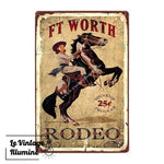 Plaque Métal Ft Worth Rodeo - Le Vintage Illuminé