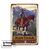 Plaque Métal Montana Cowboy - Le Vintage Illuminé