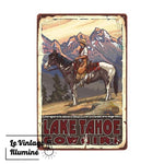 Plaque Métal Lake Tahoe Cowgirl - Le Vintage Illuminé