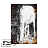 Plaque Métal Vintage Cheval blanc - Le Vintage Illuminé