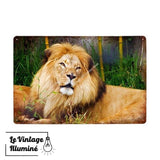 Plaque Métal Vintage Lion Horizontal - Le Vintage Illuminé