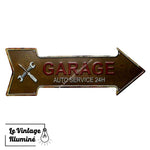 Plaque Métal Garage Auto Service 24h - Le Vintage Illuminé