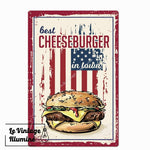 Plaque Métal Vintage Hamburger Best Cheeseburger - Le Vintage Illuminé