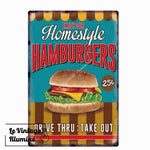 Plaque Métal Vintage Hamburger Homestyle - Le Vintage Illuminé