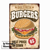 Plaque Métal Vintage Hamburger Best Price - Le Vintage Illuminé