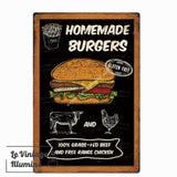 Plaque Métal Vintage Hamburger Homemade - Le Vintage Illuminé