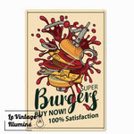 Plaque Métal Vintage Hamburger Super - Le Vintage Illuminé