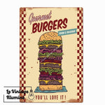Plaque Métal Vintage Hamburger Gourmet - Le Vintage Illuminé