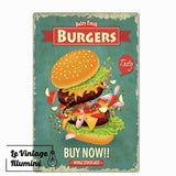 Plaque Métal Vintage Hamburger Buy Now - Le Vintage Illuminé