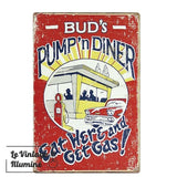 Plaque Métal Vintage Pump'n Diner - Le Vintage Illuminé